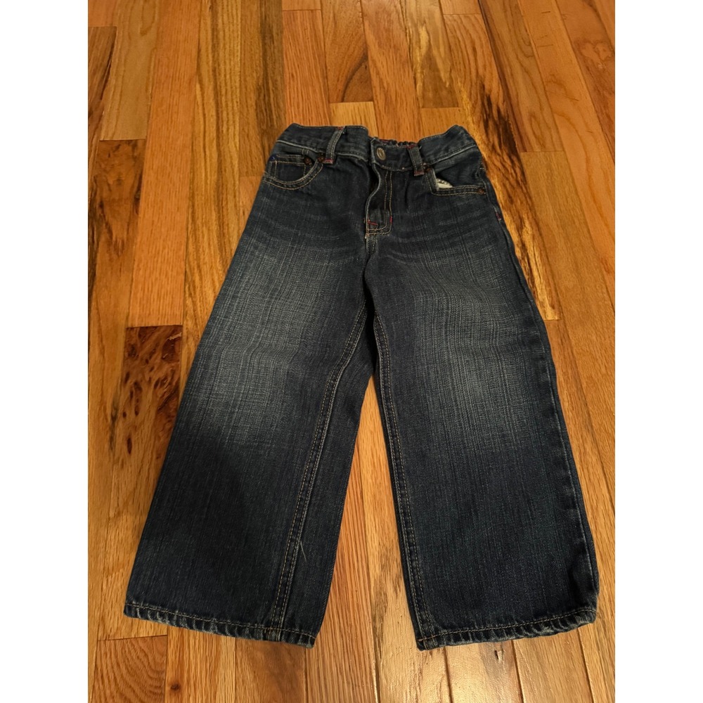 Baby Gap 1969 Boys Dark Wash Straight Leg Jeans Elastic Waist Size 3 Years